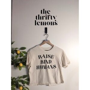 Rebellious One Raise Kind Humans Cropped Tee Sz M